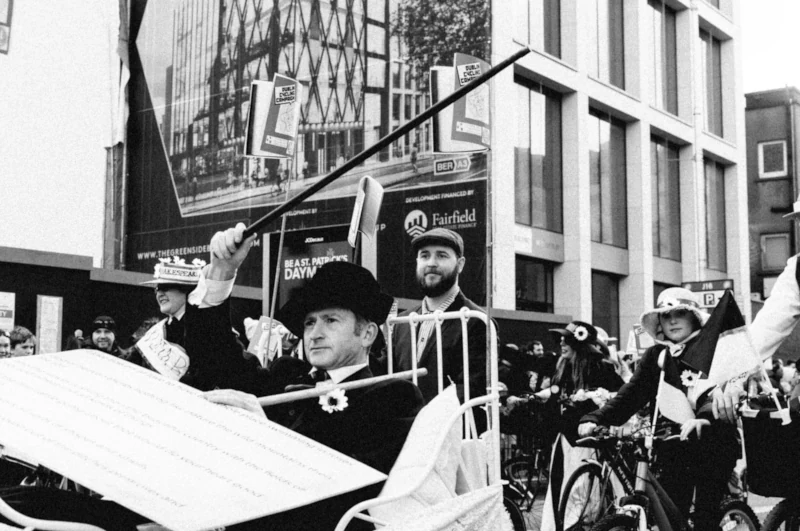 Man with stick in hand, Paddy's Day Parade, Dublin